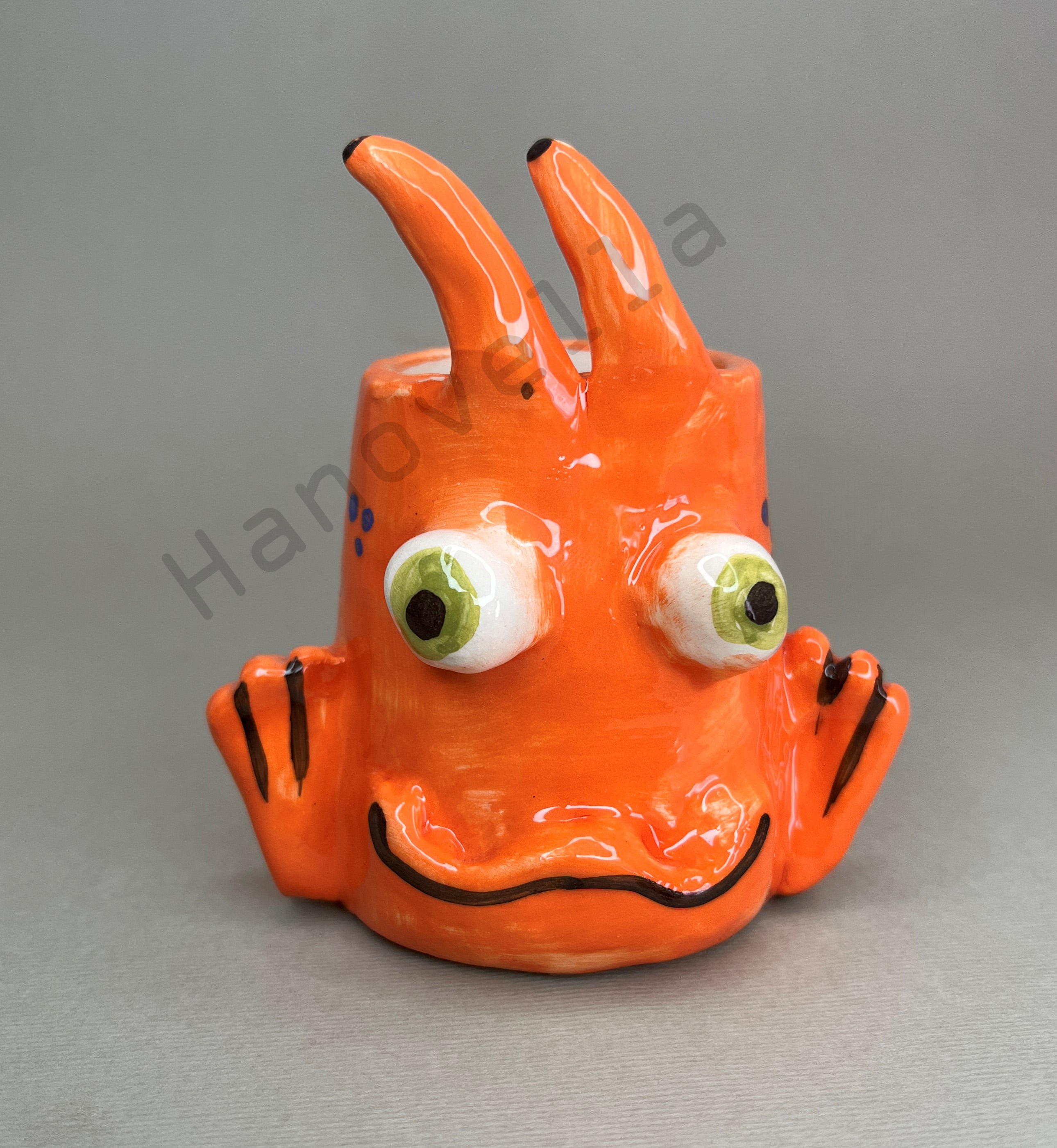 فنجان قهوه ماهی نارنجی دست ساز